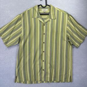 Tommy Bahama Mens L 100% Silk “Groovy” Green Button Up Hawaiian Tropical Shirt